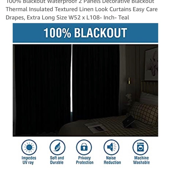 Teal blackout curtains - Picture 4 of 9